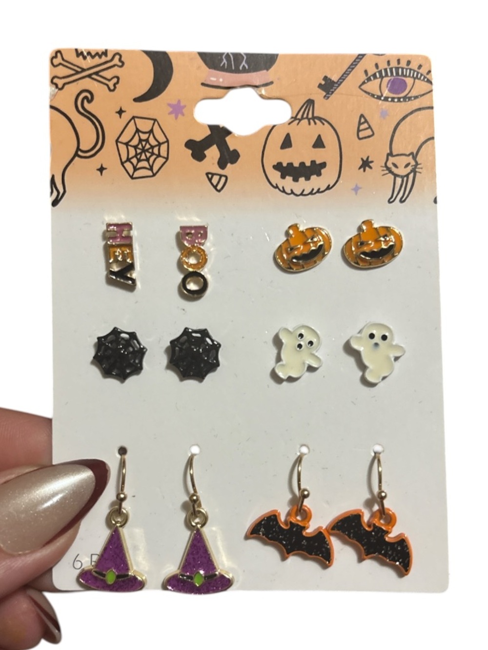 Halloween Earring Set - Pumpkins, Ghosts, Bats & Witch Hats - Picture 2 of 4